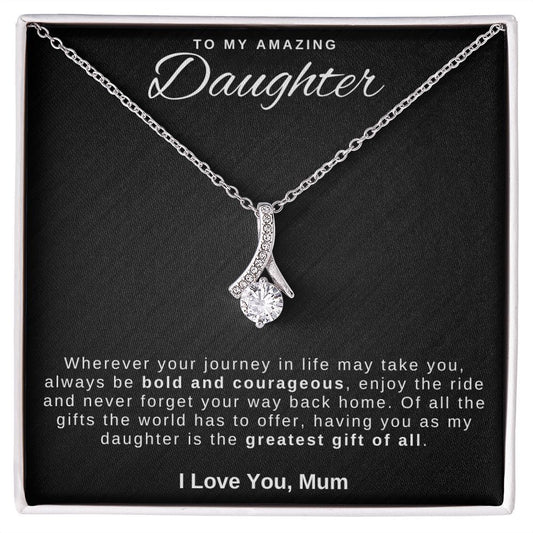 Jewelry 14K White Gold Finish / Standard Box Amazing Daughter Embraced By Luv Necklace By Luv Alwayz Gifts For Every Occassion