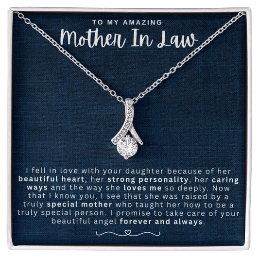 Jewelry 14K White Gold Finish / Standard Box Amazing Mother In Law Embraced By Luv Pendant Necklace By Luv Alwayz Gifts For Every Occassion