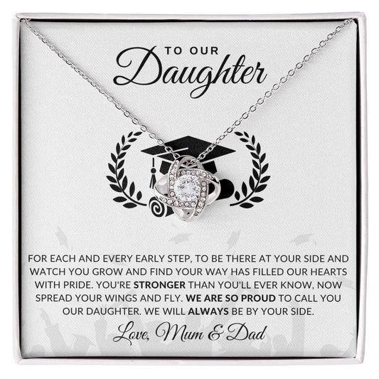 Jewelry 14K White Gold Finish / Standard Box Daughter Always By Your Side Graduation Luv Knot Necklace By Luv Alwayz Gifts For Every Occassion