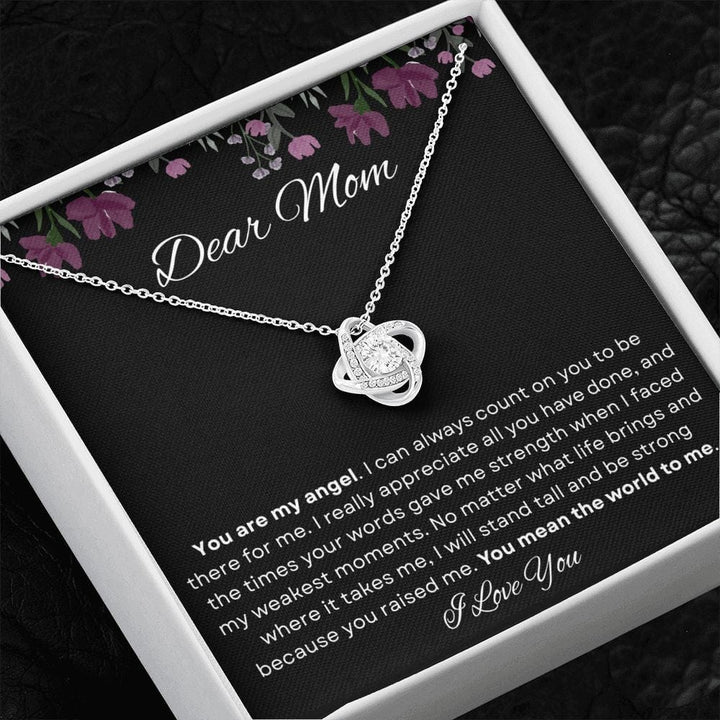 Jewelry 14K White Gold Finish / Standard Box Dear Mom Luv Knot Necklace By Luv Alwayz Gifts For Every Occassion