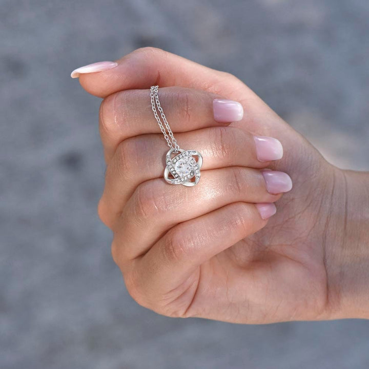 Jewelry 14K White Gold Finish / Standard Box Dear Mum Luv Knot Necklace By Luv Alwayz Gifts For Every Occassion
