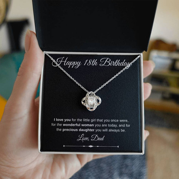 Jewelry 14K White Gold Finish / Standard Box Happy 18th Birthday Luv Knot Necklace Love Dad By Luv Alwayz Gifts For Every Occassion