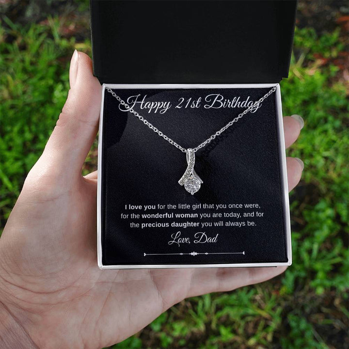 Jewelry 14K White Gold Finish / Standard Box Happy 21st  Birthday Embraced By Luv Necklace By Luv Alwayz Gifts For Every Occassion