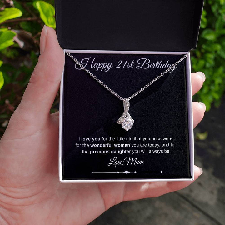 Jewelry 14K White Gold Finish / Standard Box Happy 21st Birthday Embraced By Luv Necklace Love Mum By Luv Alwayz Gifts For Every Occassion