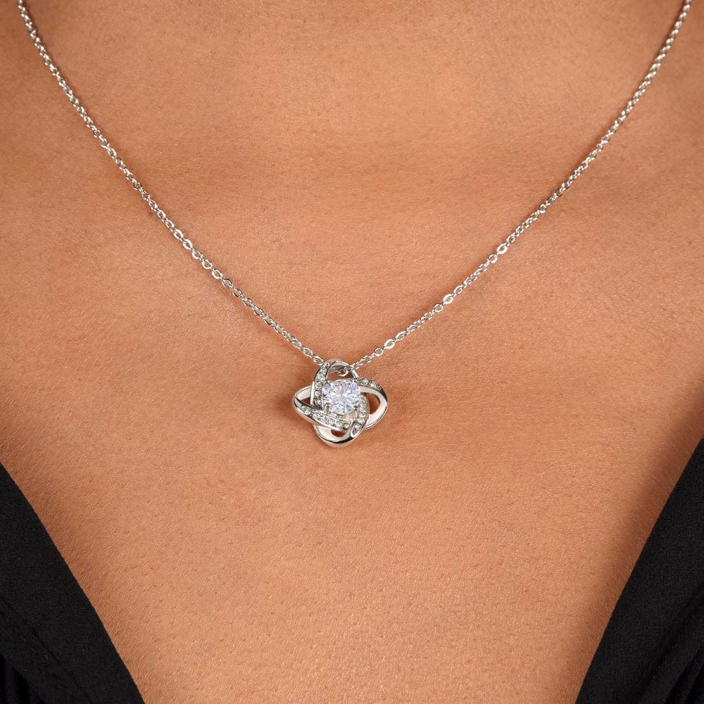 Jewelry 14K White Gold Finish / Standard Box Mother & Daughter Luv Knot Necklace By Luv Alwayz Gifts For Every Occassion