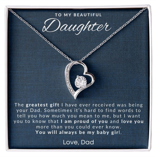 Jewelry 14k White Gold Finish / Standard Box My Beautiful Daughter Forever Loved Necklace By Luv Alwayz Gifts For Every Occassion