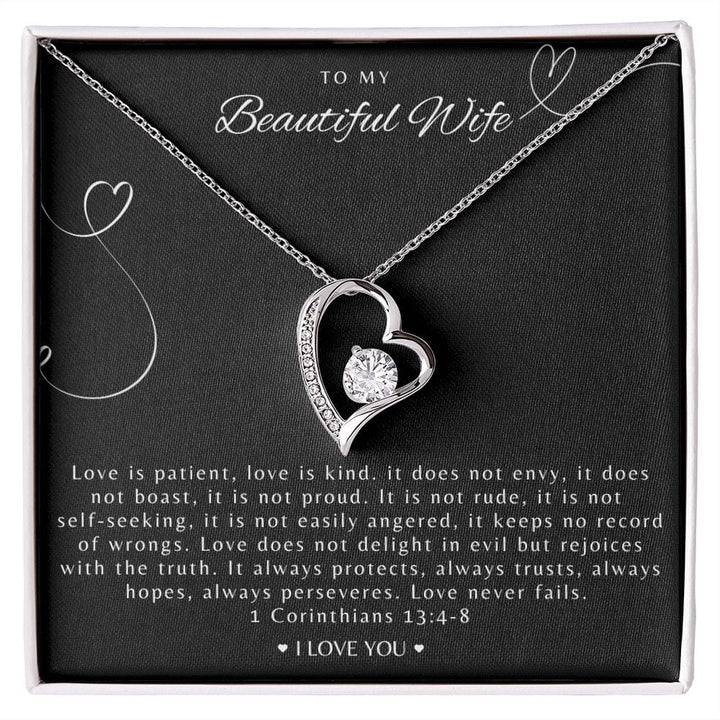 Jewelry 14k White Gold Finish / Standard Box My Beautiful Wife Forever Loved Necklace By Luv Alwayz Gifts For Every Occassion