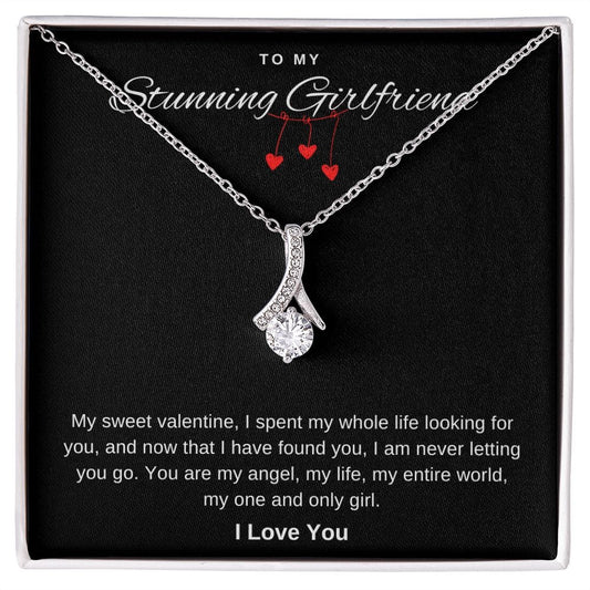 Jewelry 14K White Gold Finish / Standard Box My Stunning Girlfriend Embraced By Luv Necklace By Luv Alwayz Gifts For Every Occassion