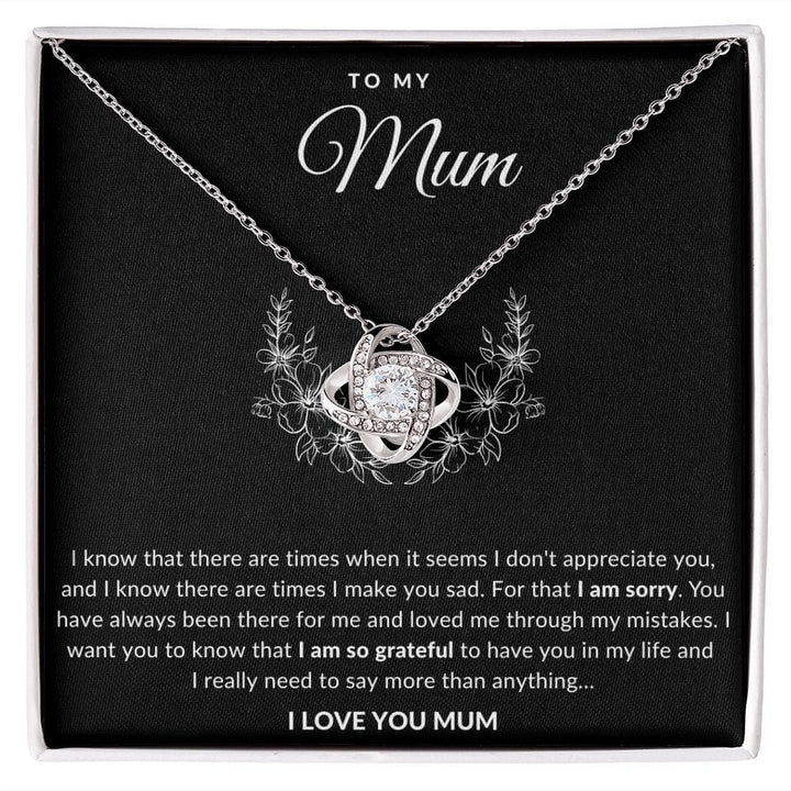Jewelry 14K White Gold Finish / Standard Box To Mum Luv Knot Necklace By Luv Alwayz Gifts For Every Occassion