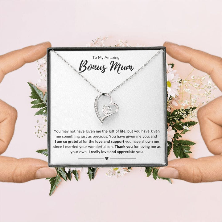 Jewelry 14k White Gold Finish / Standard Box To My Amazing Bonus Mum Forever Loved Necklace By Luv Alwayz Gifts For Every Occassion