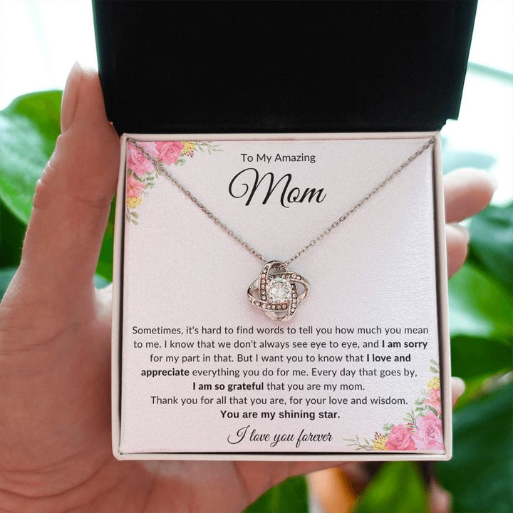 Jewelry 14K White Gold Finish / Standard Box To My Amazing Mom Luv Knot Necklace By Luv Alwayz Gifts For Every Occassion