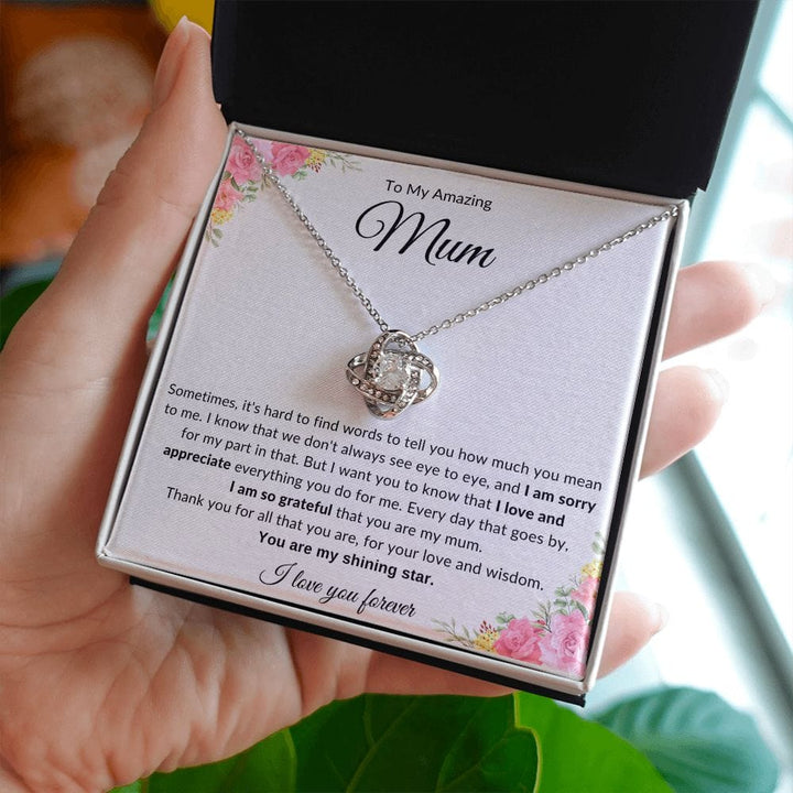Jewelry 14K White Gold Finish / Standard Box To My Amazing Mum Luv Knot Necklace By Luv Alwayz Gifts For Every Occassion