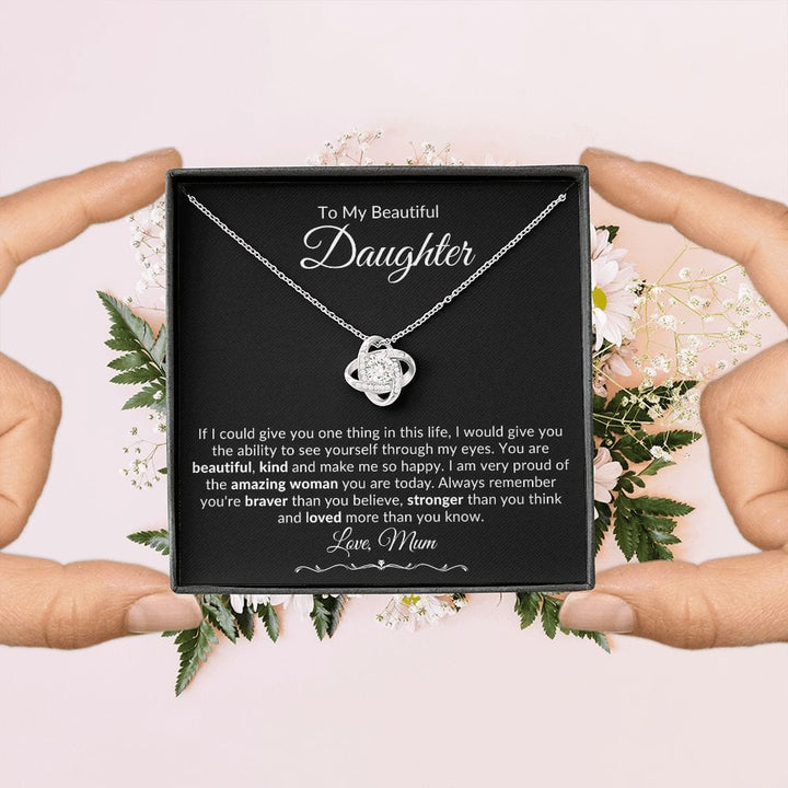 Jewelry 14K White Gold Finish / Standard Box To My Beautiful Daughter Luv Knot Necklace By Luv Alwayz Gifts For Every Occassion