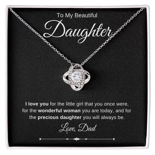 Jewelry 14K White Gold Finish / Standard Box To My Beautiful Daughter Luv Knot Necklace By Luv Alwayz Gifts For Every Occassion