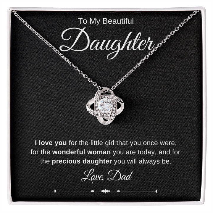 Jewelry 14K White Gold Finish / Standard Box To My Beautiful Daughter Luv Knot Necklace By Luv Alwayz Gifts For Every Occassion