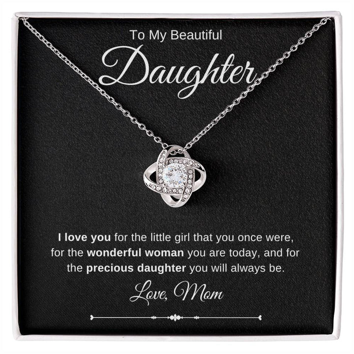 Jewelry 14K White Gold Finish / Standard Box To My Beautiful Daughter Luv Knot Necklace By Luv Alwayz Gifts For Every Occassion