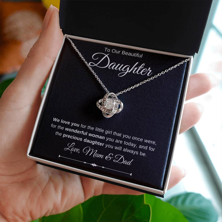 Jewelry 14K White Gold Finish / Standard Box To My Beautiful Daughter Luv Knot Necklace By Luv Alwayz Gifts For Every Occassion