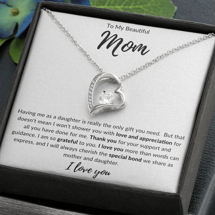 Jewelry 14k White Gold Finish / Standard Box To My Beautiful Mom Forever Loved Necklace By Luv Alwayz Gifts For Every Occassion