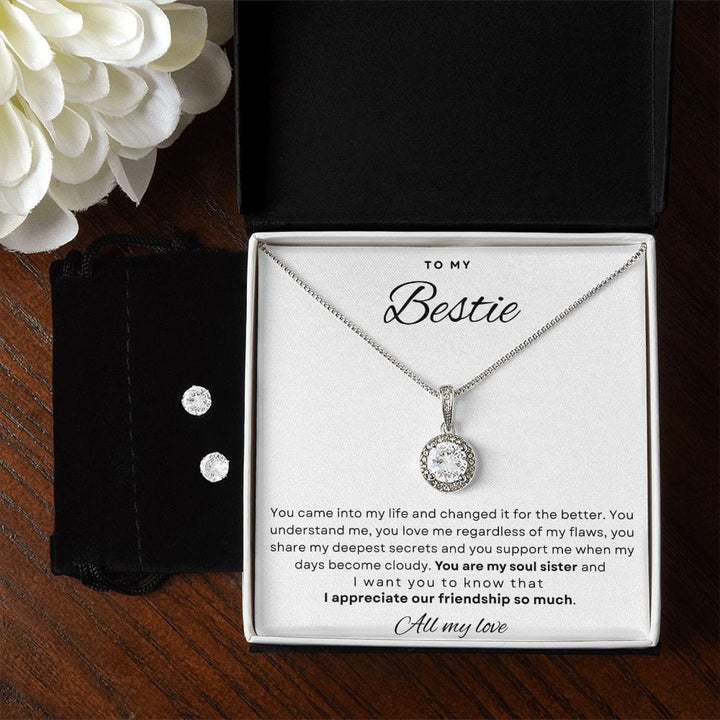 Jewelry 14k White Gold Finish / Standard Box To My Bestie Luv Gem Set By Luv Alwayz Gifts For Every Occassion