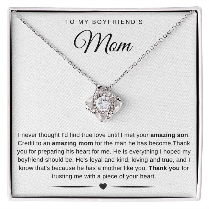 Jewelry 14K White Gold Finish / Standard Box To My Boyfriend's Mom Luv Knot Necklace By Luv Alwayz Gifts For Every Occassion