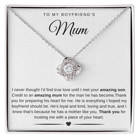 Jewelry 14K White Gold Finish / Standard Box To My Boyfriend's Mum Luv Knot Necklace By Luv Alwayz Gifts For Every Occassion