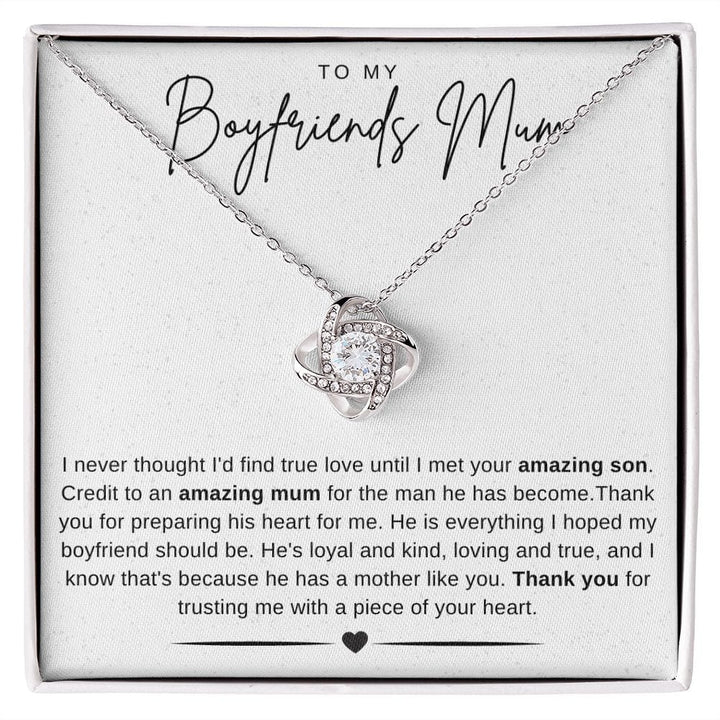 Jewelry 14K White Gold Finish / Standard Box To My Boyfriend's Mum Luv Knot Necklace By Luv Alwayz Gifts For Every Occassion