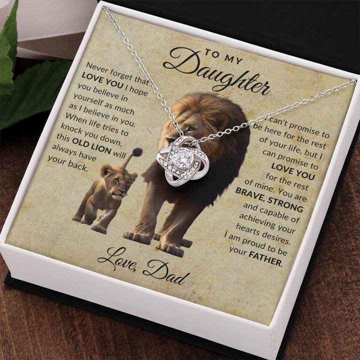 Jewelry 14K White Gold Finish / Standard Box To My Daughter This Old Lion Luv Knot Necklace By Luv Alwayz Gifts For Every Occassion