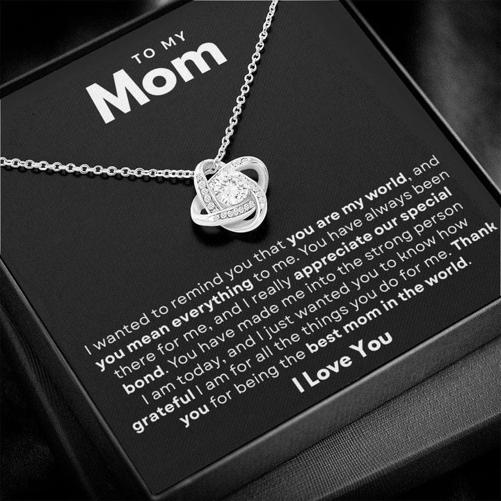 Jewelry 14K White Gold Finish / Standard Box To My Mom Luv Knot Necklace By Luv Alwayz Gifts For Every Occassion