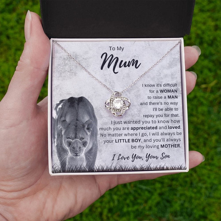 Jewelry 14K White Gold Finish / Standard Box To My Mum Loving Mother Luv Knot Necklace By Luv Alwayz Gifts For Every Occassion