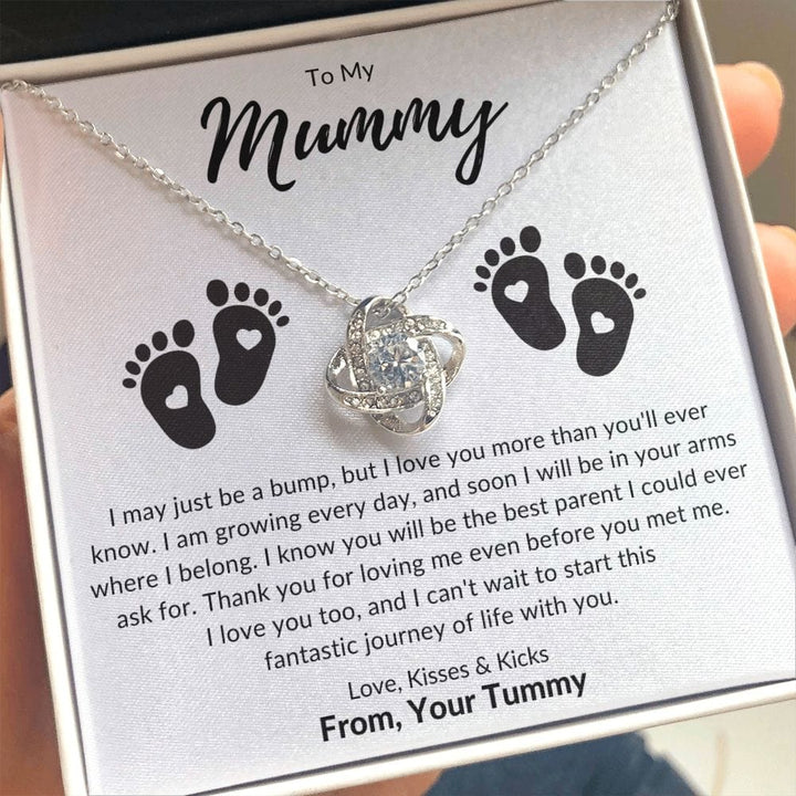 Jewelry 14K White Gold Finish / Standard Box To My Mummy Luv Knot Necklace By Luv Alwayz Gifts For Every Occassion