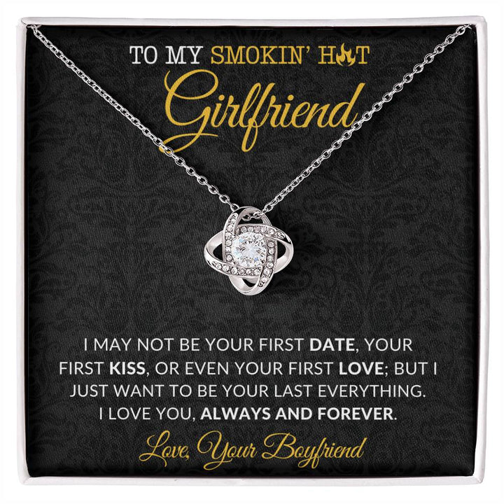 Jewelry 14K White Gold Finish / Standard Box To My Smokin' Hot Girlfriend Luv Knot Necklace 💖🔥 By Luv Alwayz Gifts For Every Occassion