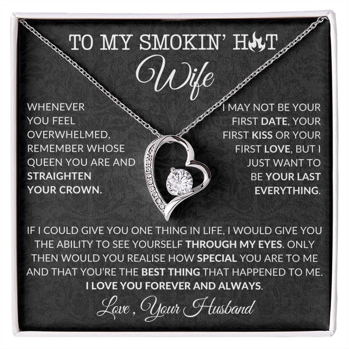 Jewelry 14k White Gold Finish / Standard Box To My Smokin' Hot Wife Forever Loved Necklace 🔥❤️‍🔥 By Luv Alwayz Gifts For Every Occassion