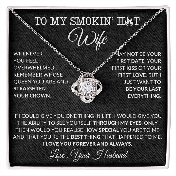 Jewelry 14K White Gold Finish / Standard Box To My Smokin' Hot Wife Luv Knot Necklace 🔥❤️‍🔥 By Luv Alwayz Gifts For Every Occassion