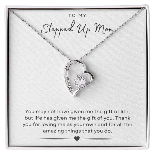 Jewelry 14k White Gold Finish / Standard Box To My Stepped Up Mom Forever Loved Necklace By Luv Alwayz Gifts For Every Occassion