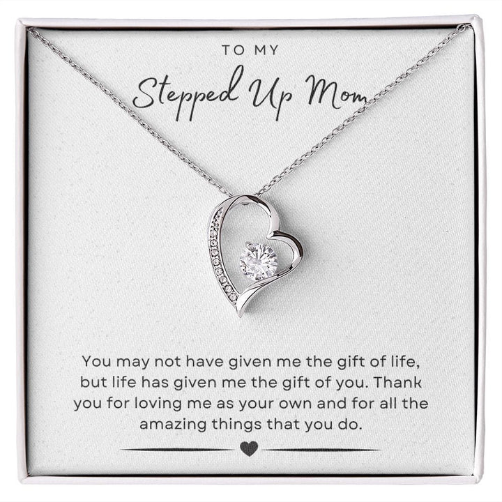 Jewelry 14k White Gold Finish / Standard Box To My Stepped Up Mom Forever Loved Necklace By Luv Alwayz Gifts For Every Occassion
