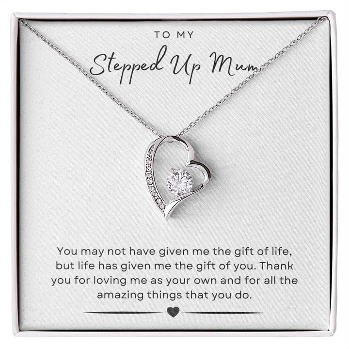 Jewelry 14k White Gold Finish / Standard Box To My Stepped Up Mum Forever Loved Necklace By Luv Alwayz Gifts For Every Occassion