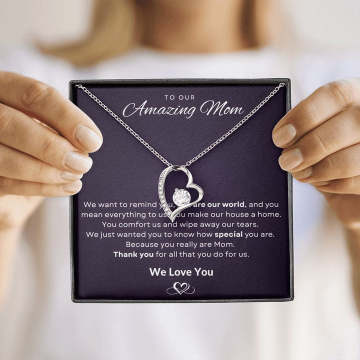 Jewelry 14k White Gold Finish / Standard Box To Our Amazing Mom Forever Loved Necklace By Luv Alwayz Gifts For Every Occassion