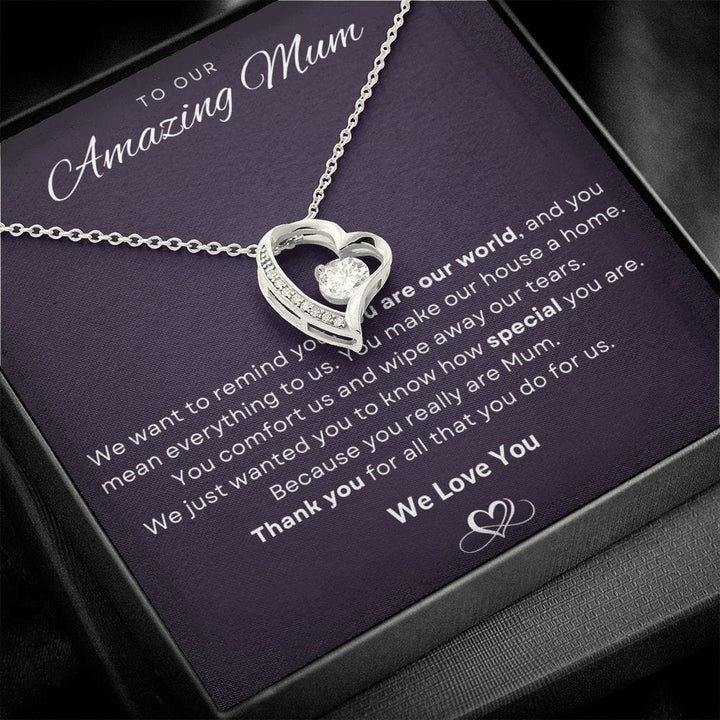 Jewelry 14k White Gold Finish / Standard Box To Our Amazing Mum Forever Loved Necklace By Luv Alwayz Gifts For Every Occassion