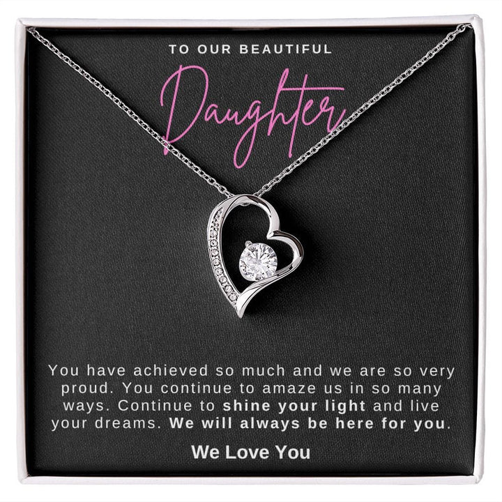 Jewelry 14k White Gold Finish / Standard Box To Our Beautiful Daughter Forever Loved Necklace By Luv Alwayz Gifts For Every Occassion