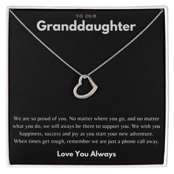 Jewelry 14K White Gold Finish / Standard Box To Our Granddaughter Delicate Heart Necklace By Luv Alwayz Gifts For Every Occassion