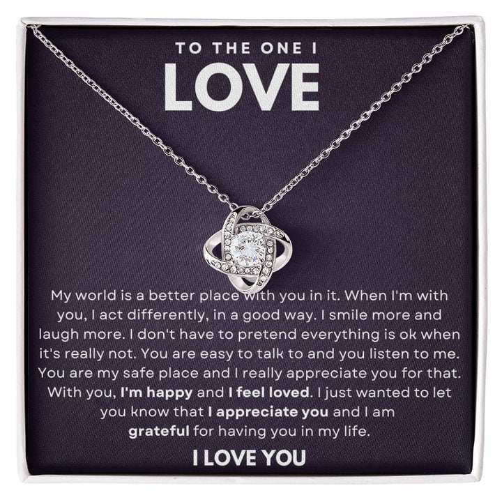 Jewelry 14K White Gold Finish / Standard Box To The One I Love Luv Knot Necklace By Luv Alwayz Gifts For Every Occassion
