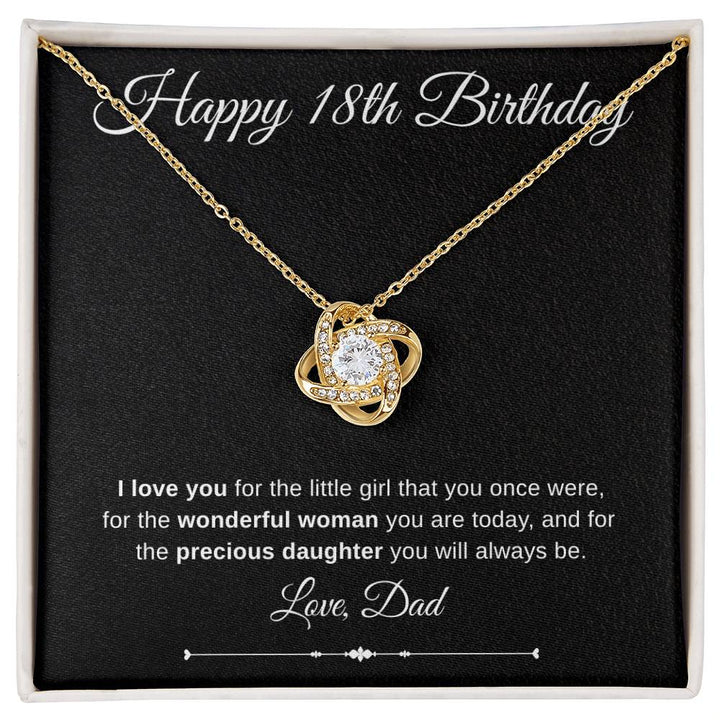 Jewelry 18K Yellow Gold Finish / Standard Box Happy 18th Birthday Luv Knot Necklace Love Dad By Luv Alwayz Gifts For Every Occassion