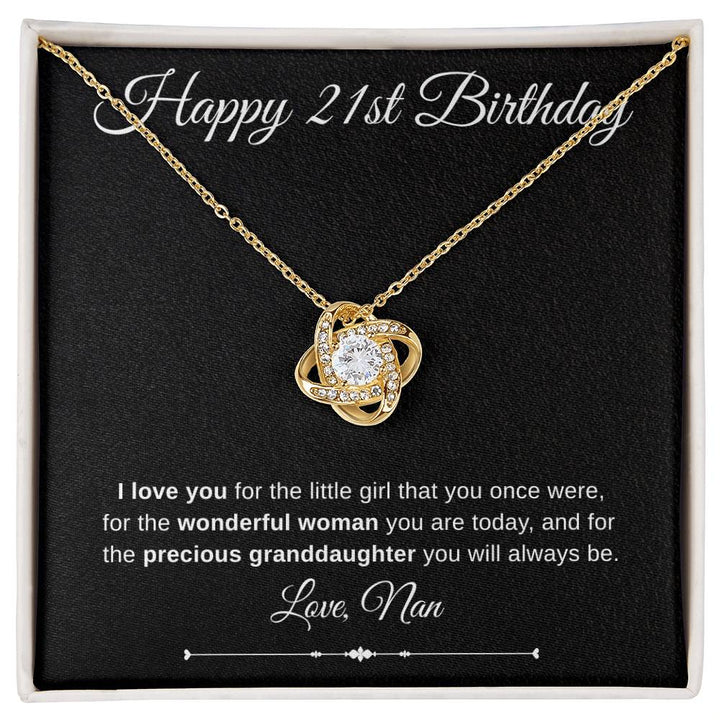 Jewelry 18K Yellow Gold Finish / Standard Box Happy 21st Birthday Luv Knot Necklace Love Nan By Luv Alwayz Gifts For Every Occassion