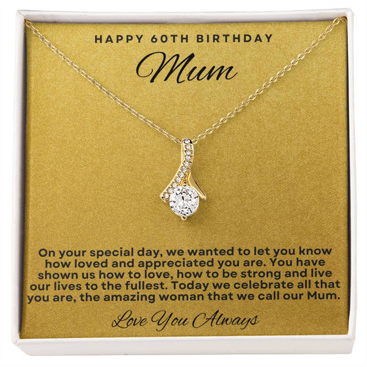 Jewelry 18K Yellow Gold Finish / Standard Box Happy 60th Birthday Mum Embraced By Luv Necklace By Luv Alwayz Gifts For Every Occassion