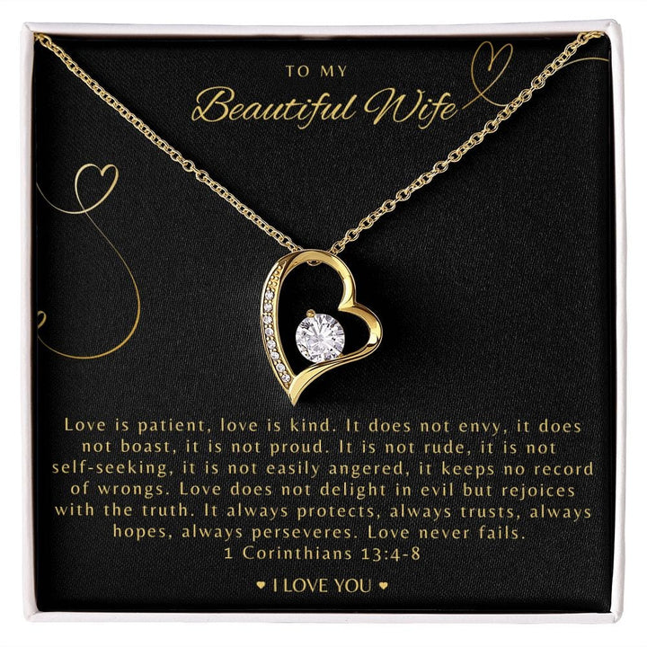 Jewelry 18k Yellow Gold Finish / Standard Box My Beautiful Wife Forever Loved Necklace By Luv Alwayz Gifts For Every Occassion