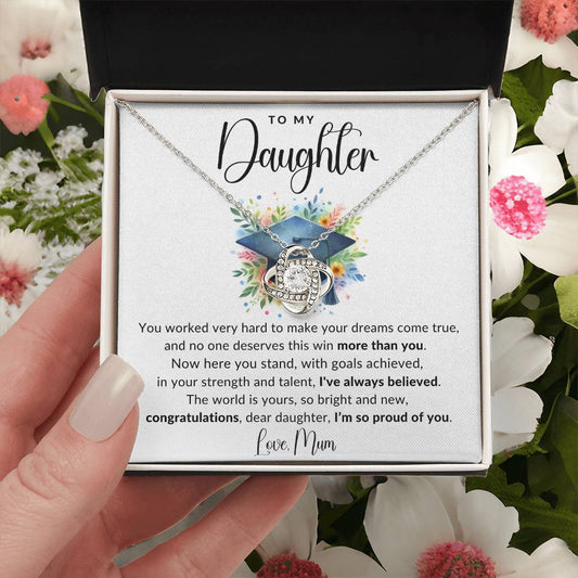 Jewelry Daughter The World Is Yours Graduation Luv Knot Necklace By Luv Alwayz Gifts For Every Occassion