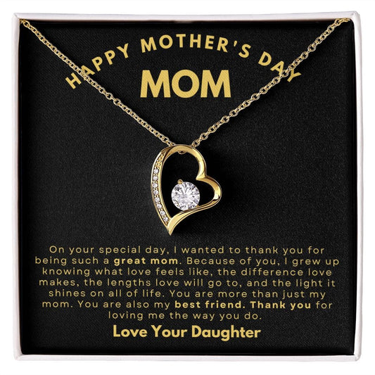 Jewelry Happy Mother's Day Mom Forever Loved 18K Yellow Gold Necklace By Luv Alwayz Gifts For Every Occassion