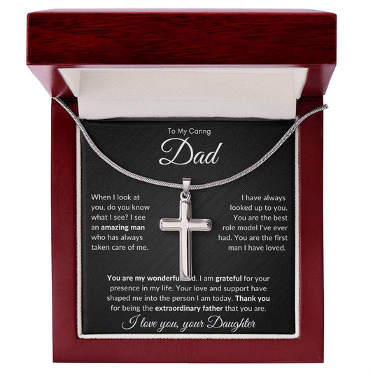 Jewelry Mahogany Finish Luxury Box To My Caring Dad Cross Chain By Luv Alwayz Gifts For Every Occassion