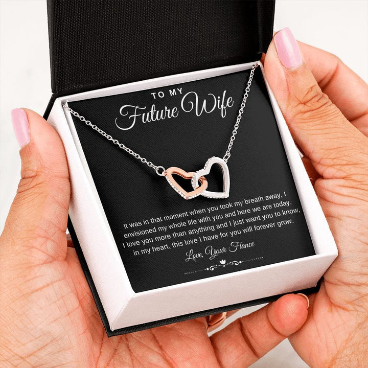 Jewelry Polished Stainless Steel & Rose Gold Finish / Standard Box To My Future Wife Interlocking Hearts Necklace By Luv Alwayz Gifts For Every Occassion