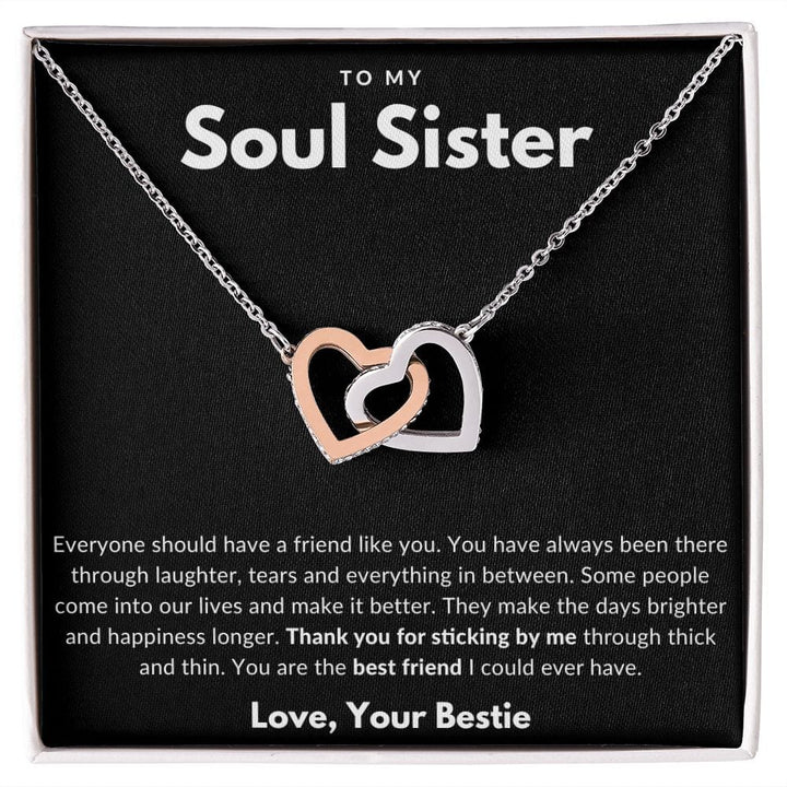 Jewelry Polished Stainless Steel & Rose Gold Finish / Standard Box To My Soul Sister Interlocking Hearts Necklace By Luv Alwayz Gifts For Every Occassion